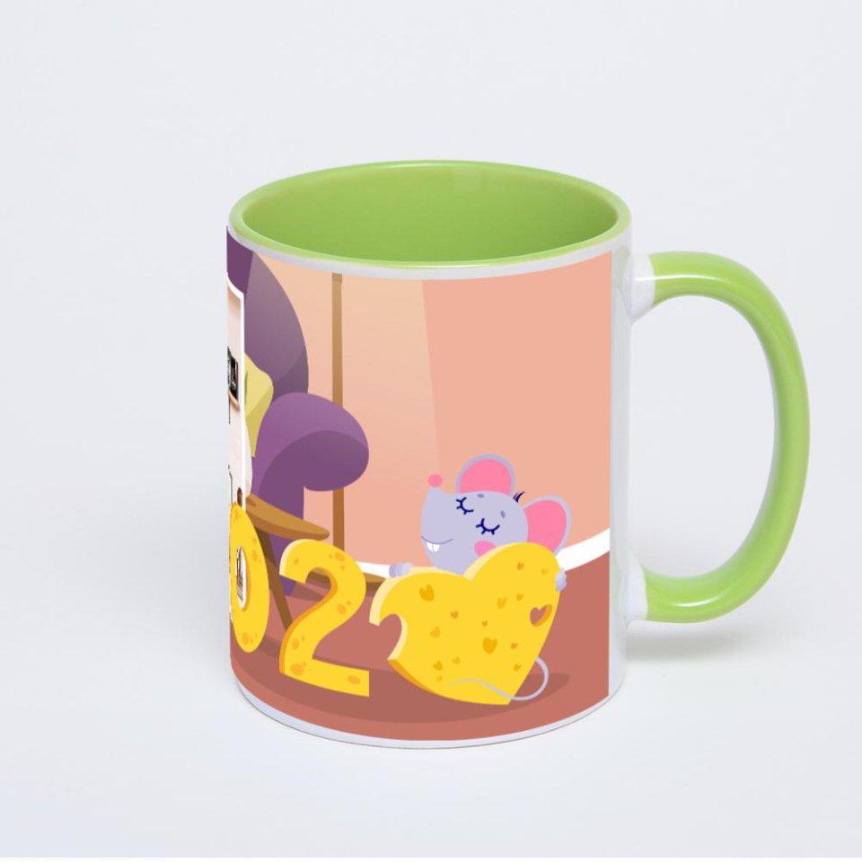 Салатовая кружка с фотопечатью