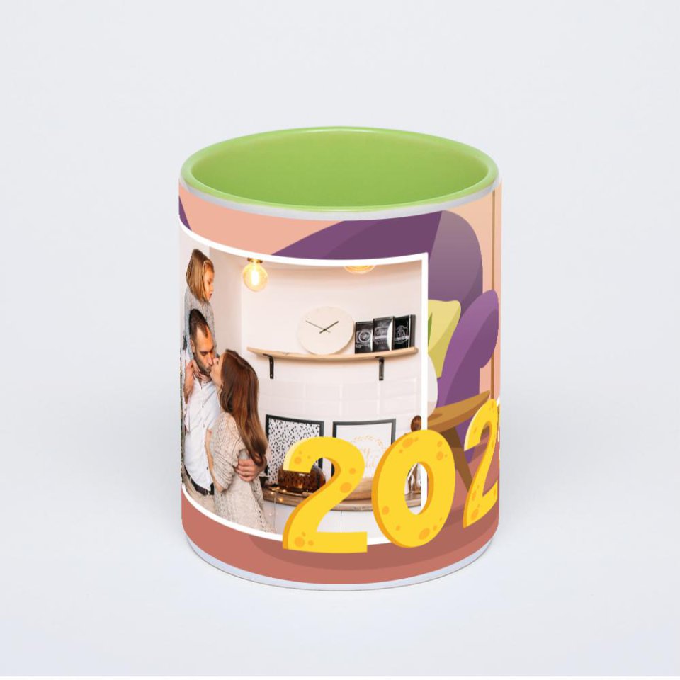 Салатовая кружка с фотопечатью