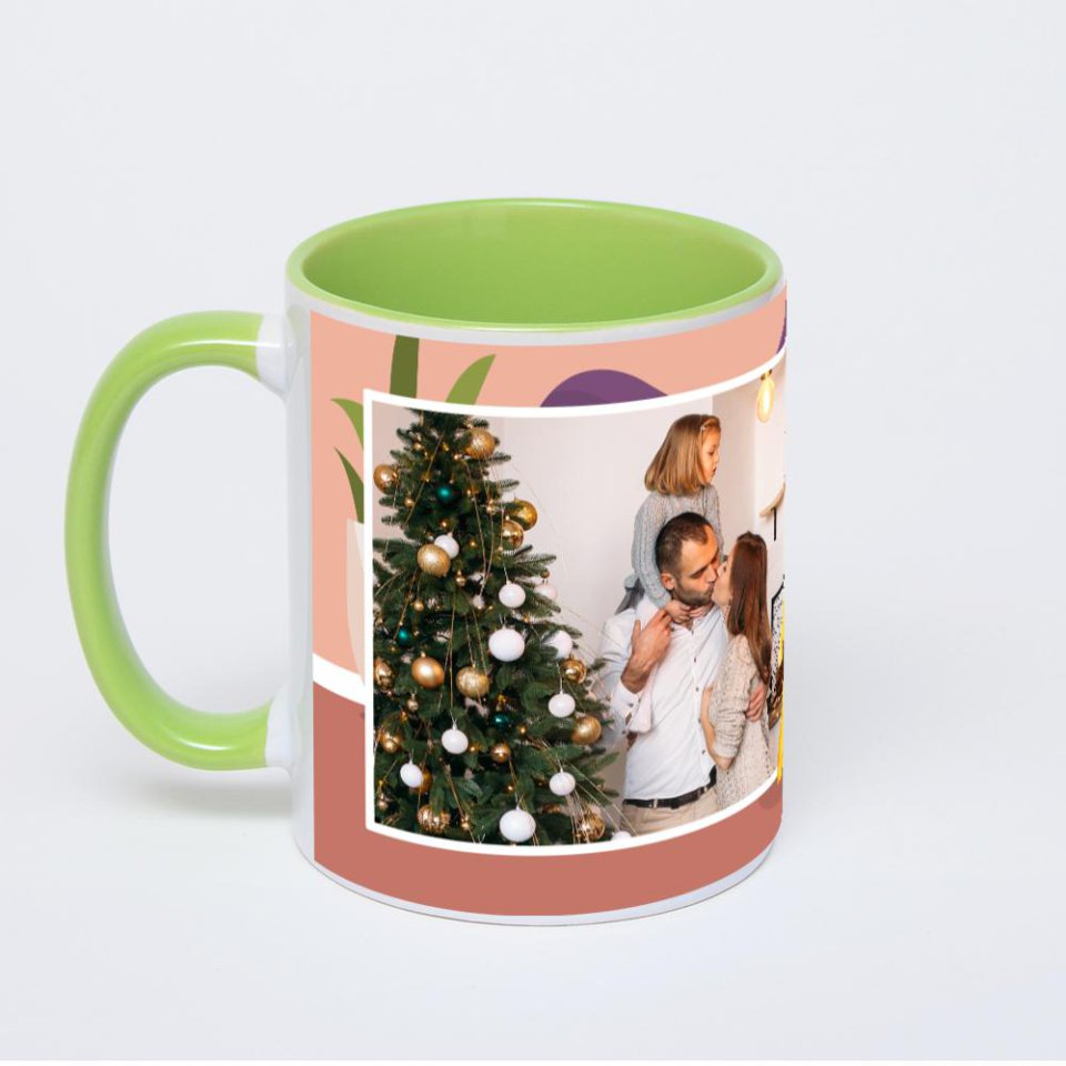 Салатовая кружка с фотопечатью