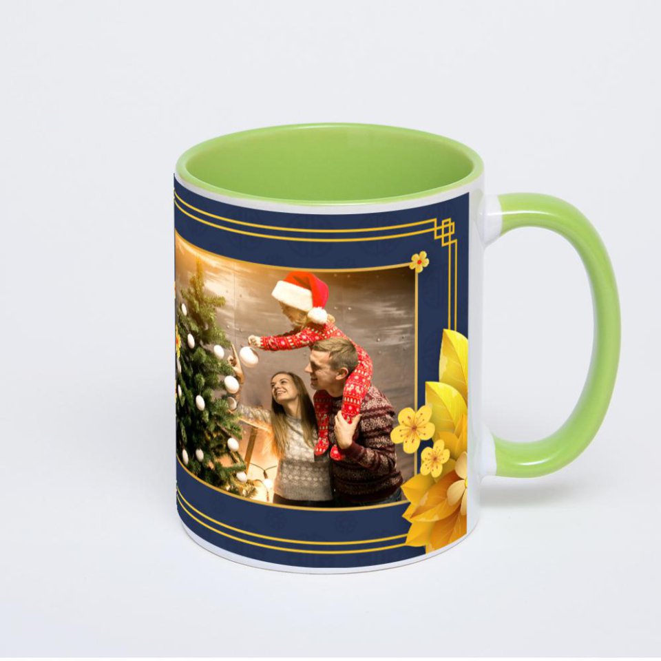 Салатовая кружка с фотопечатью