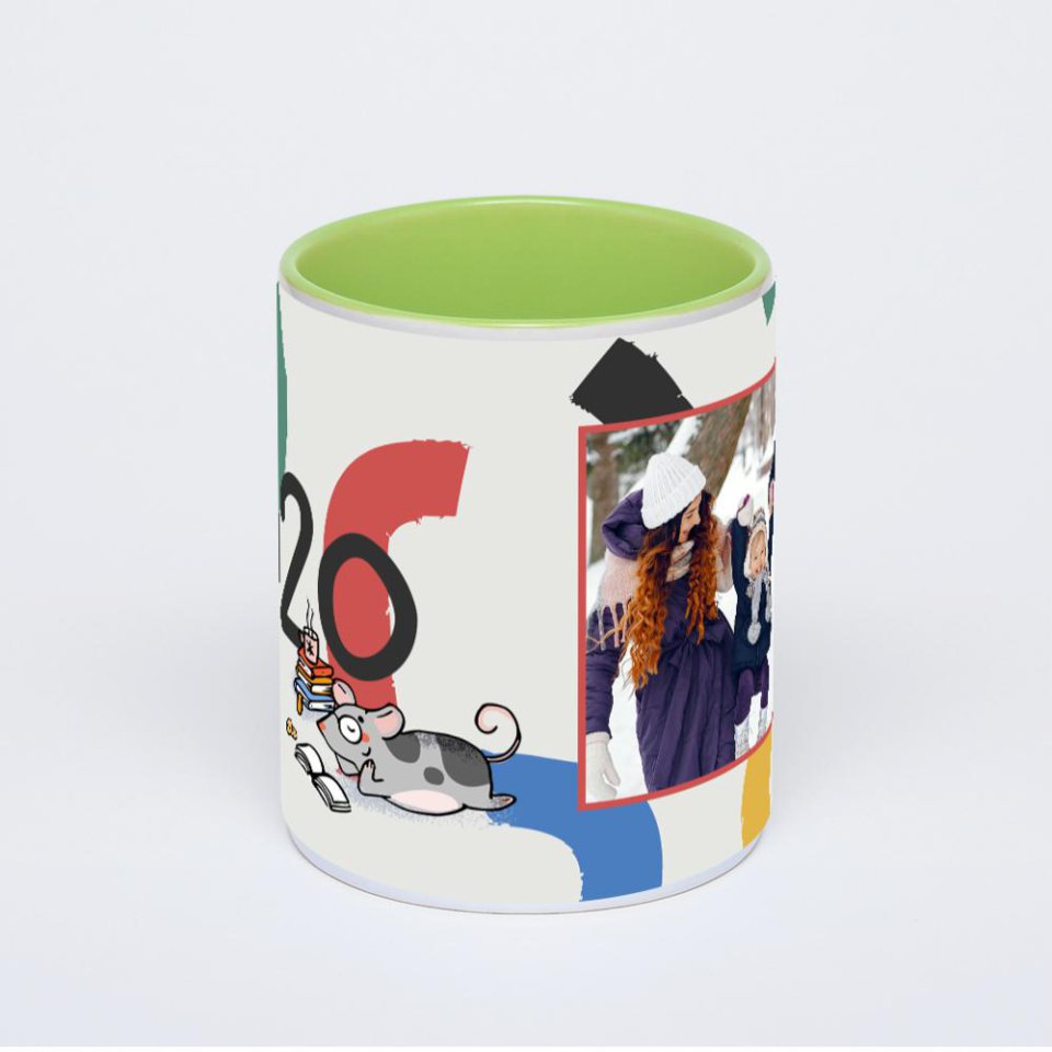 Салатовая кружка с фотопечатью