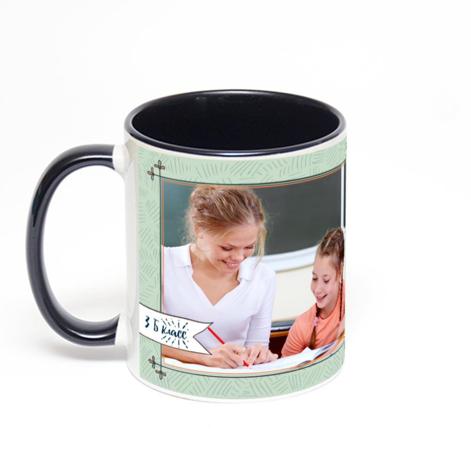 Чёрная кружка с фотопечатью