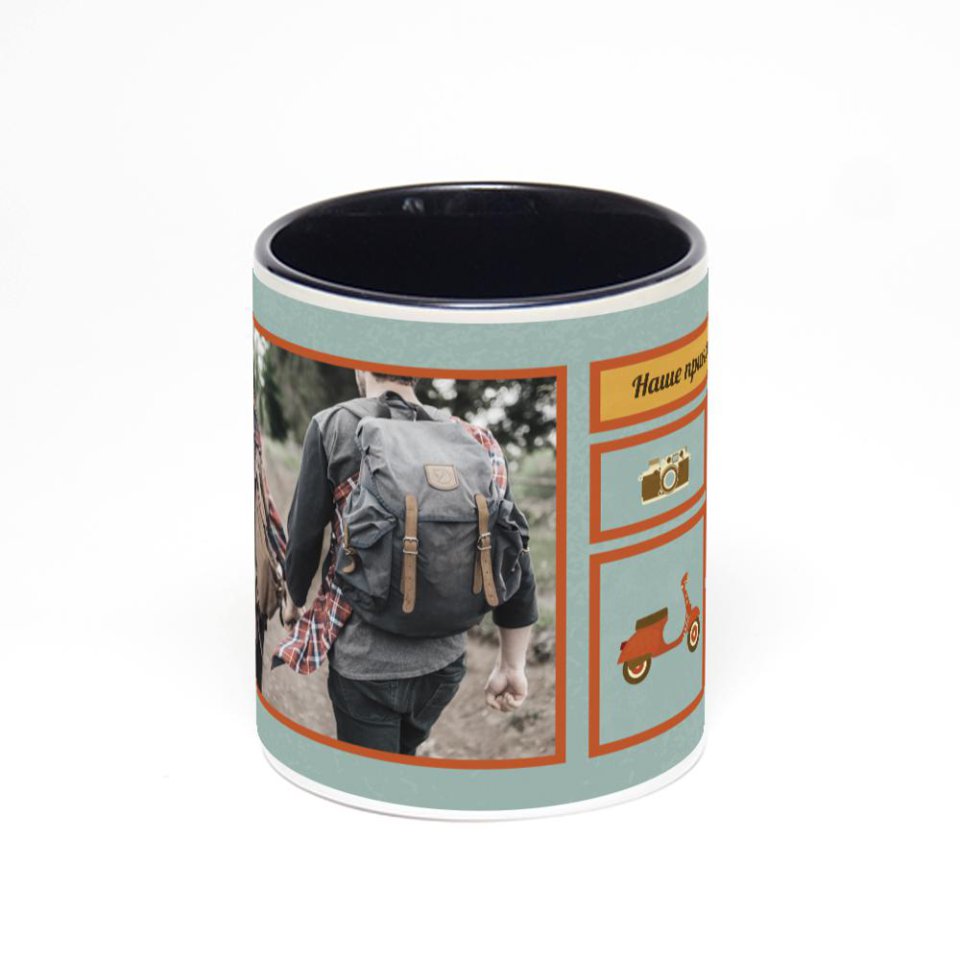 Чёрная кружка с фотопечатью