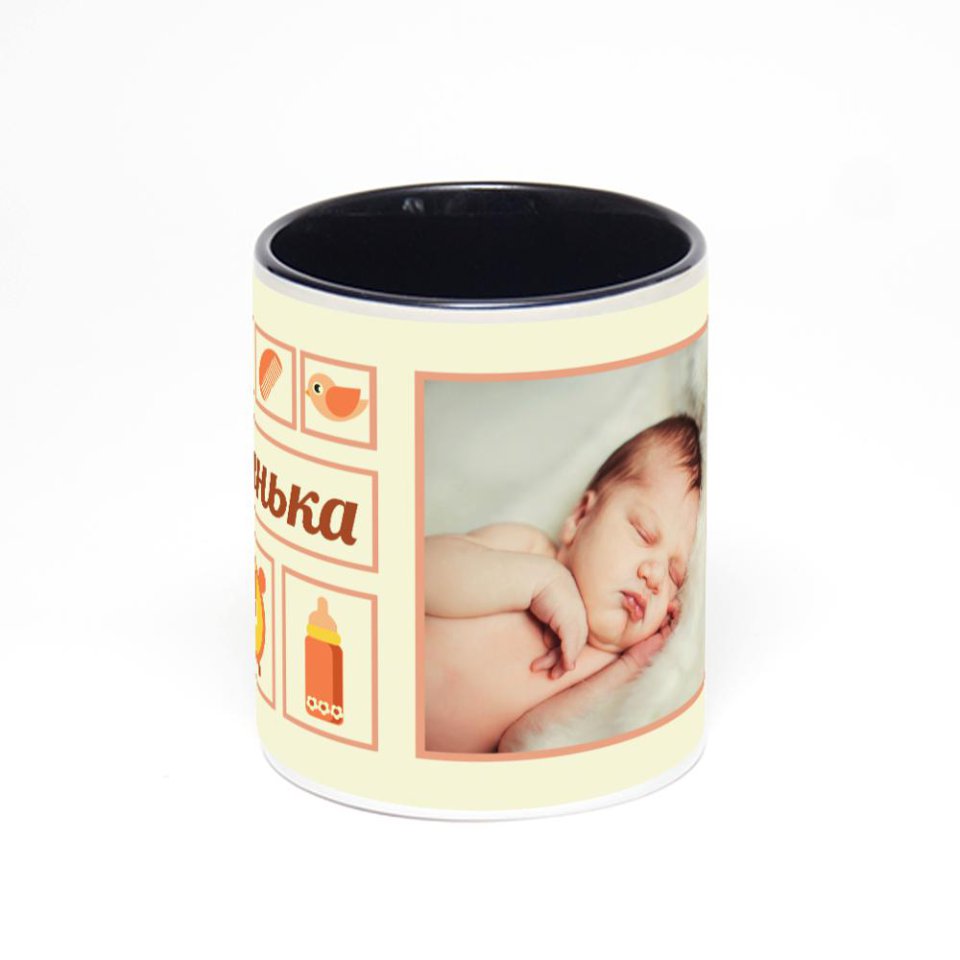 Чёрная кружка с фотопечатью
