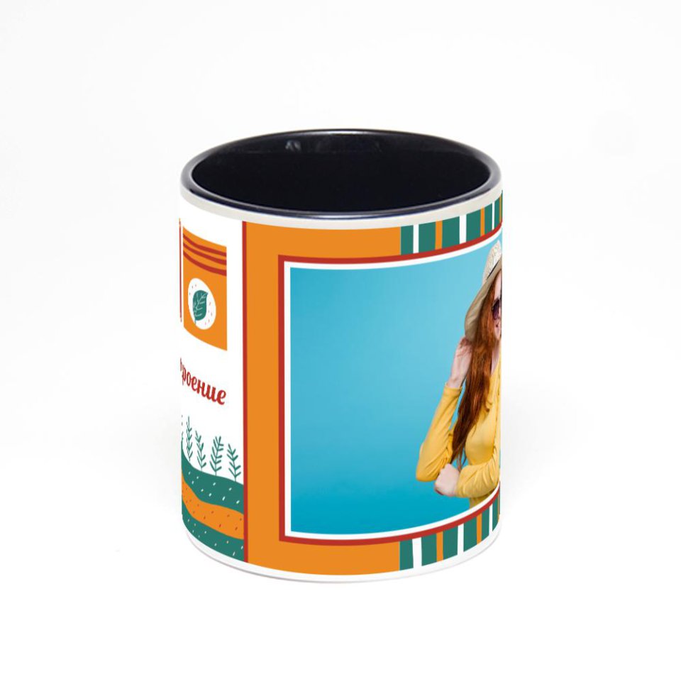 Чёрная кружка с фотопечатью