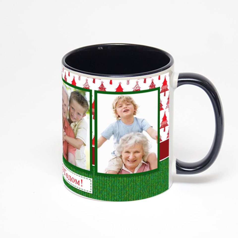 Чёрная кружка с фотопечатью