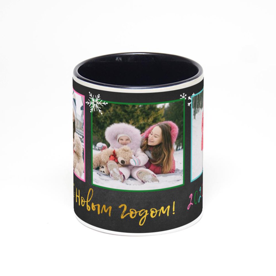 Чёрная кружка с фотопечатью