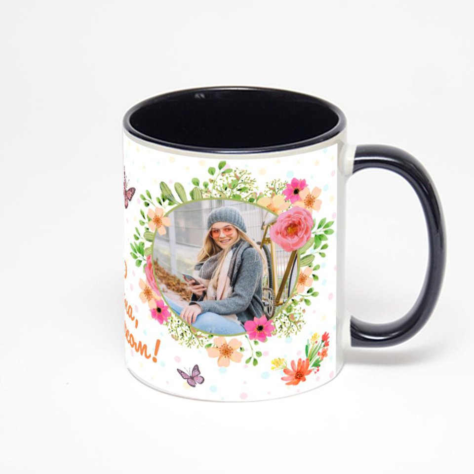 Чёрная кружка с фотопечатью