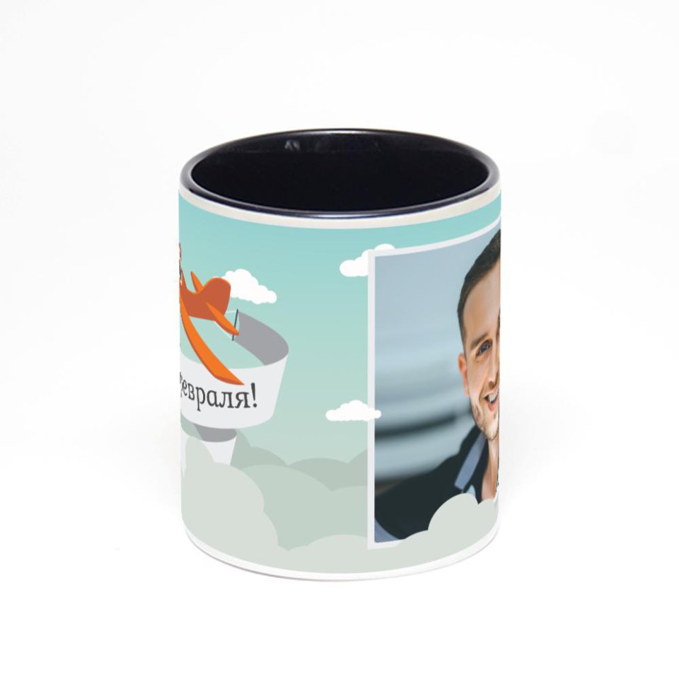 Чёрная кружка с фотопечатью