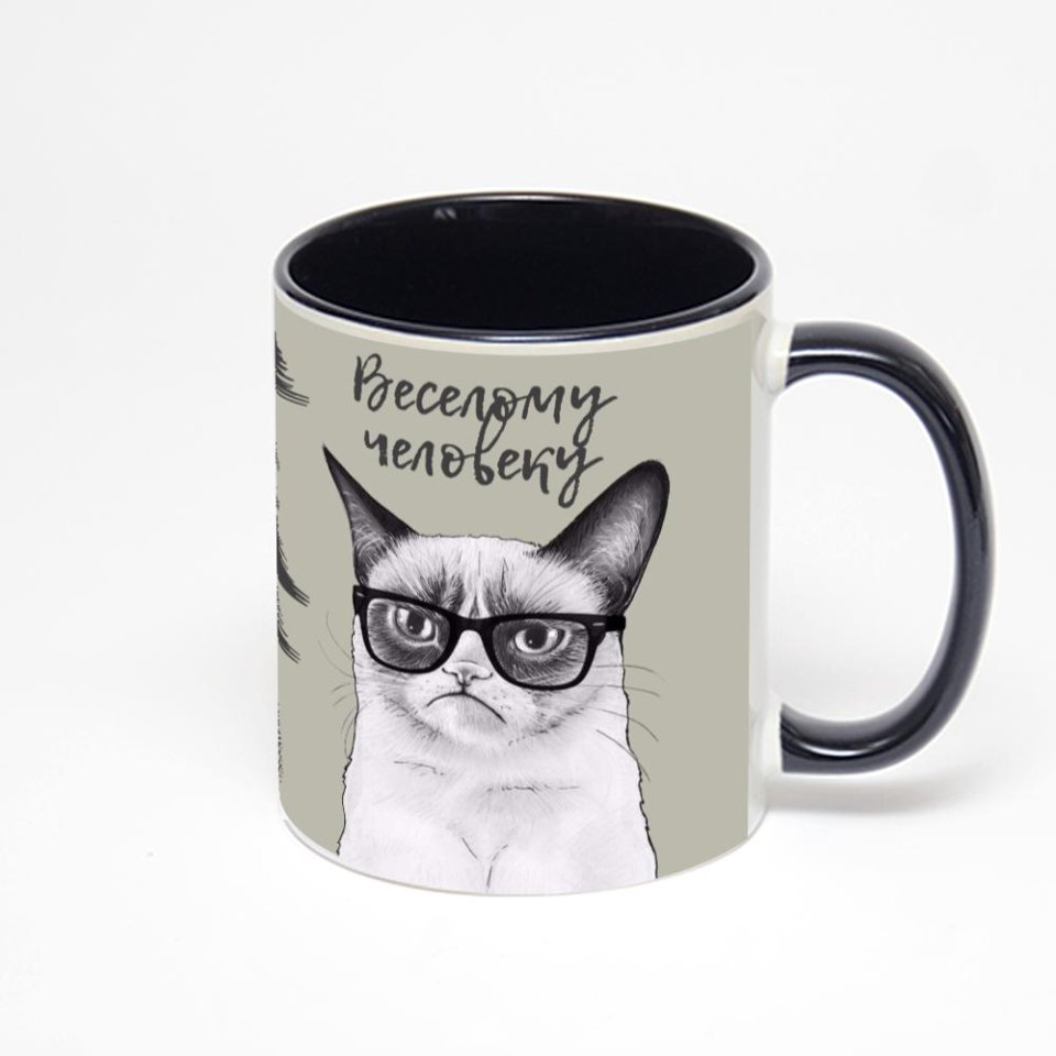 Чёрная кружка с фотопечатью