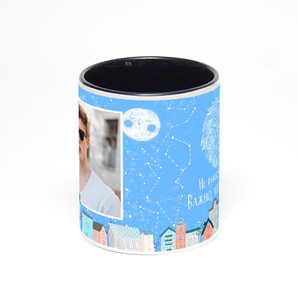 Чёрная кружка с фотопечатью