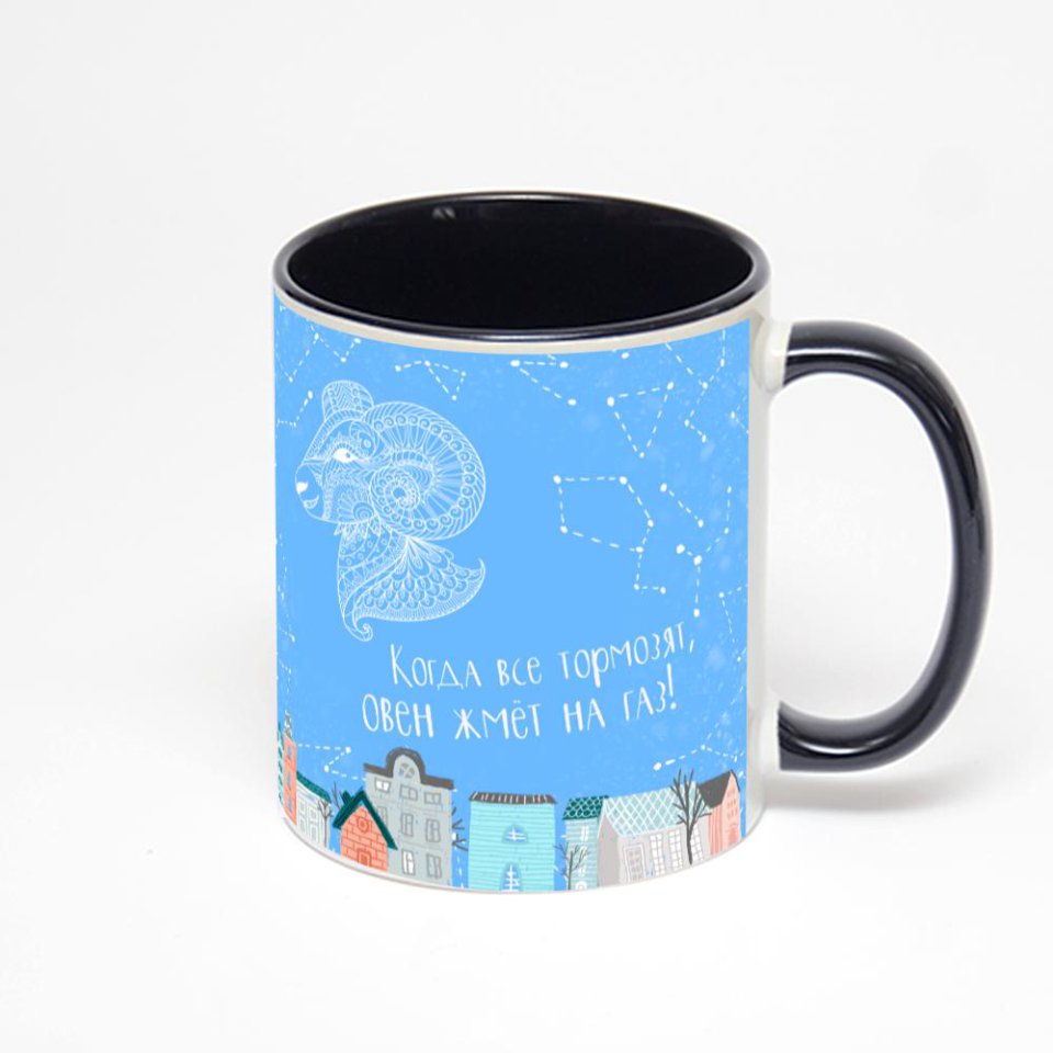 Чёрная кружка с фотопечатью