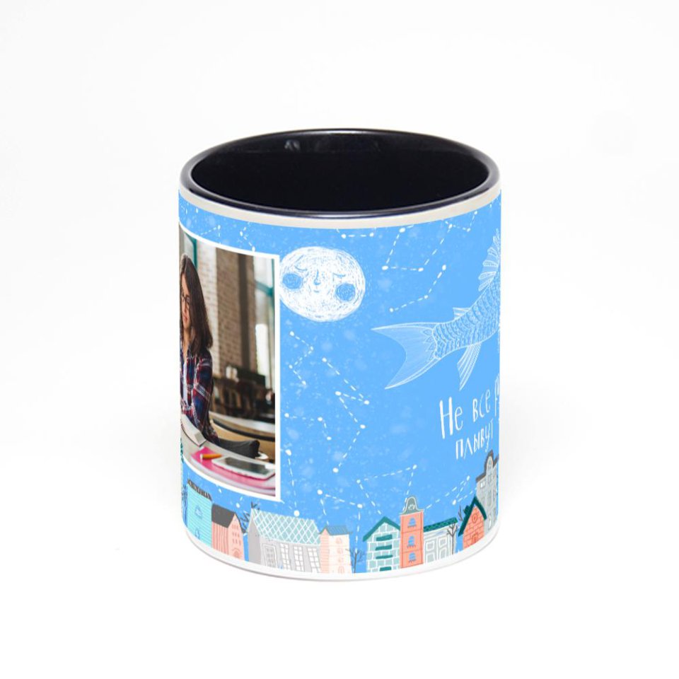 Чёрная кружка с фотопечатью