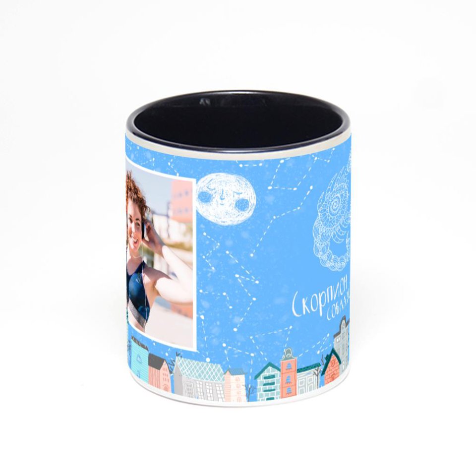 Чёрная кружка с фотопечатью