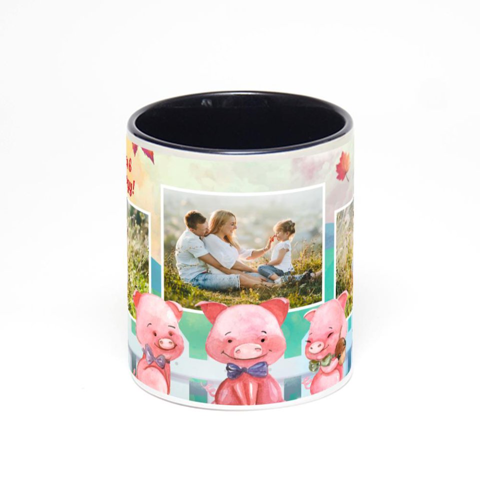 Чёрная кружка с фотопечатью