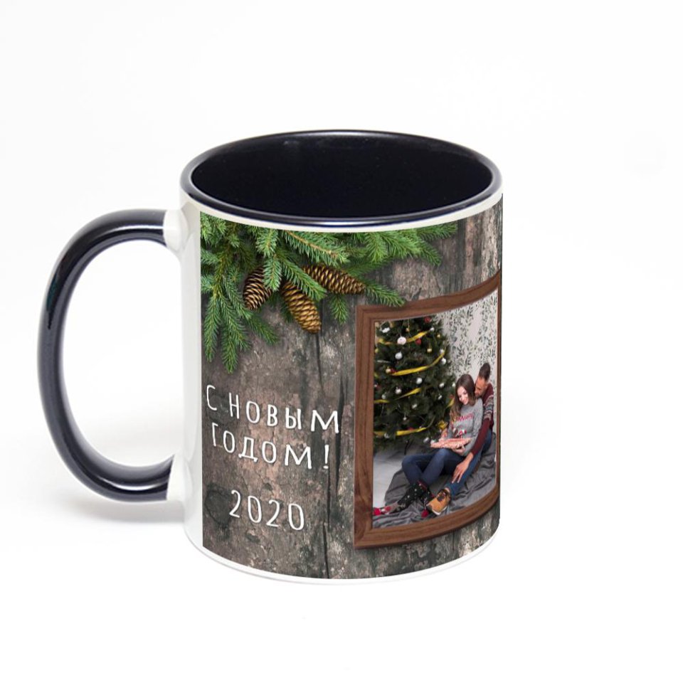 Чёрная кружка с фотопечатью