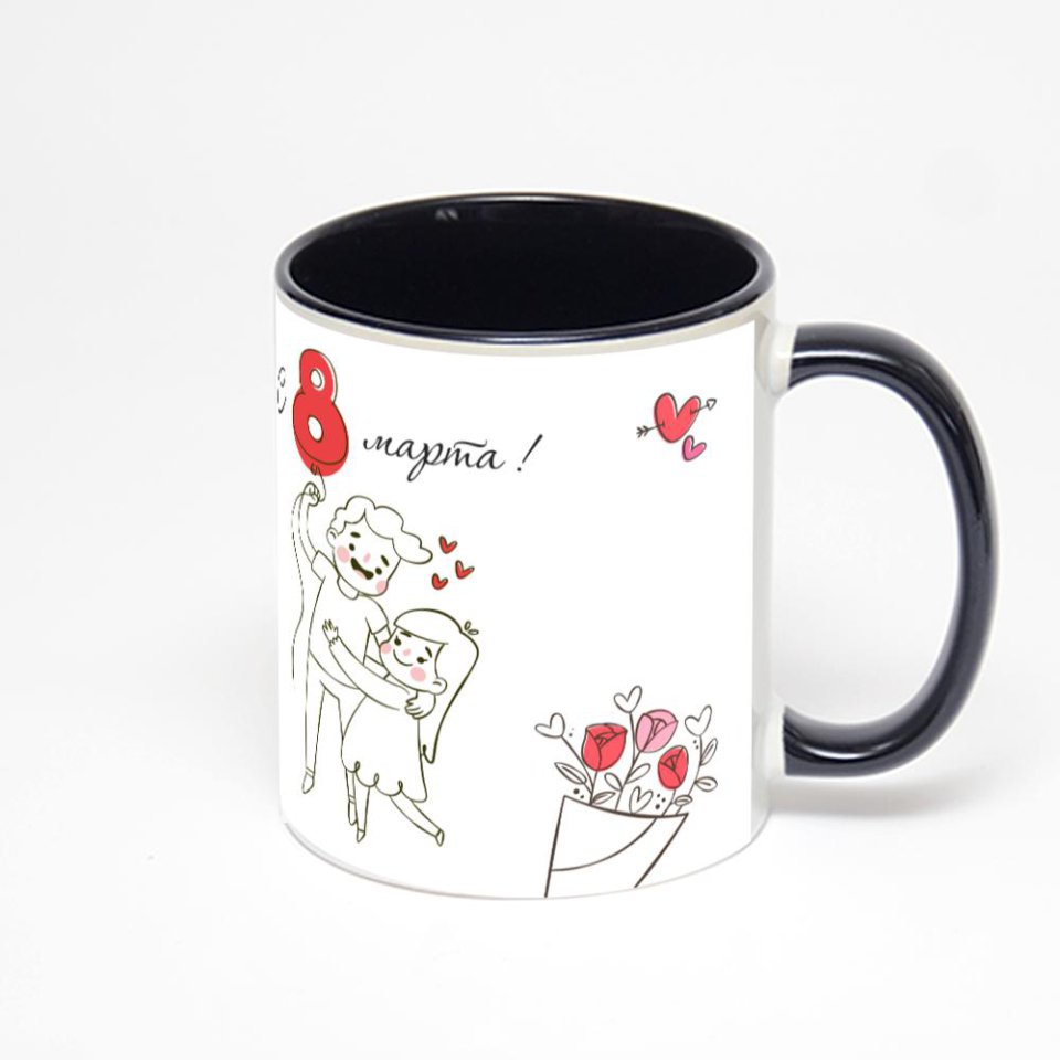 Чёрная кружка с фотопечатью