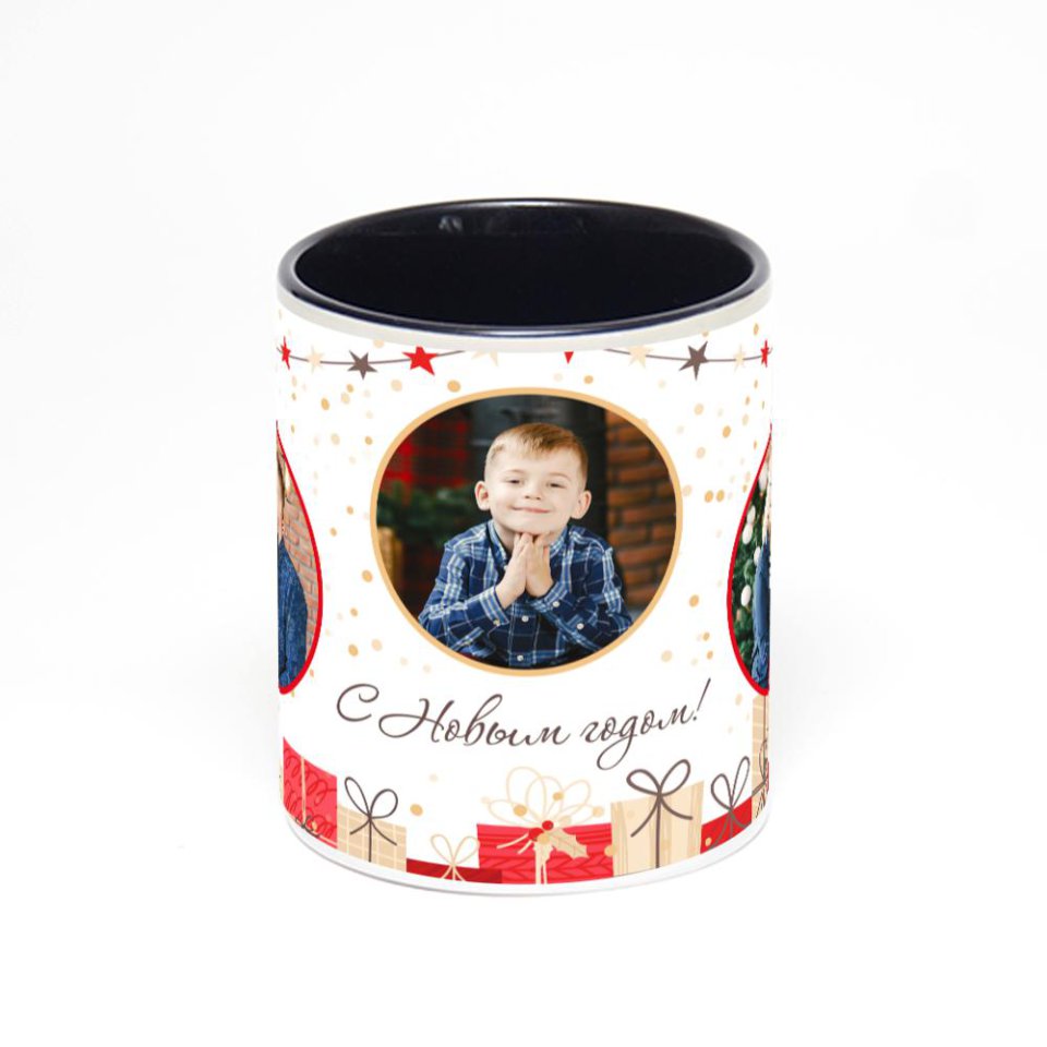 Чёрная кружка с фотопечатью