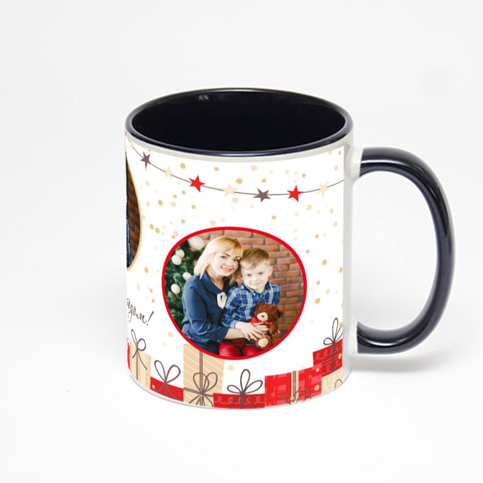 Чёрная кружка с фотопечатью