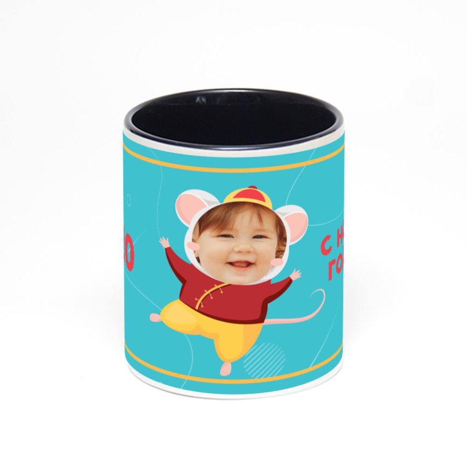 Чёрная кружка с фотопечатью