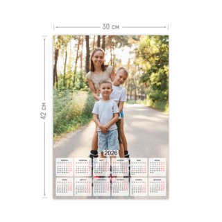 Печать календаря-плаката А3 вертикальный на 2026 год с загрузкой фотографий Печать календаря-плаката А3 вертикальный на 2026 год с загрузкой фотографий