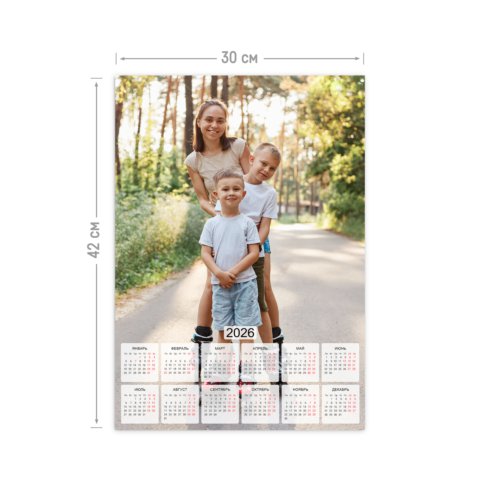 Календарь-плаката А3 вертикальный на 2026 год с загрузкой фотографий