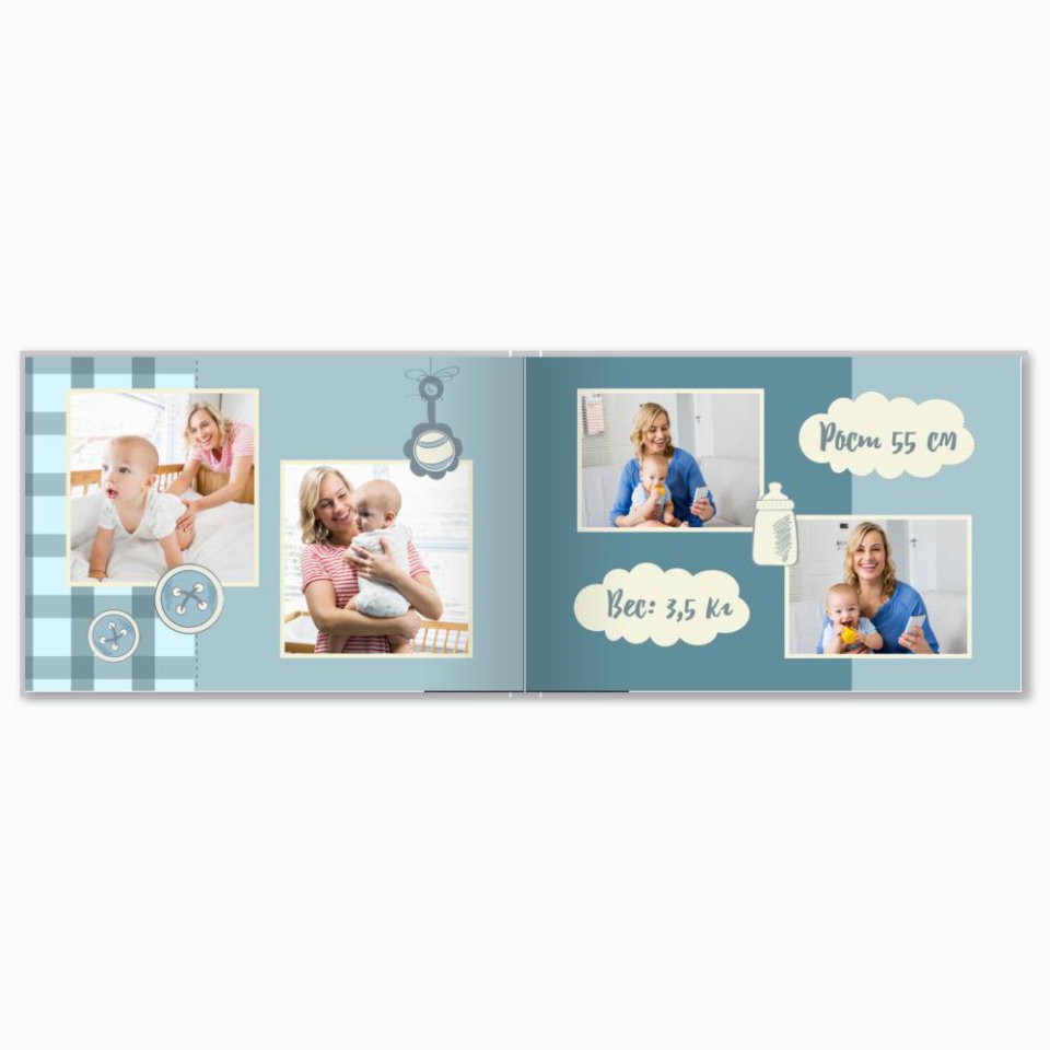 Печать принтбука 21х15 на мелованной бумаге в твёрдой обложке с загрузкой изображений