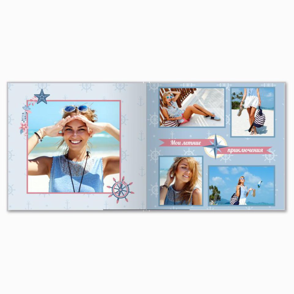 Печать принтбука 21х21 на мелованной бумаге в твёрдой обложке с загрузкой изображений