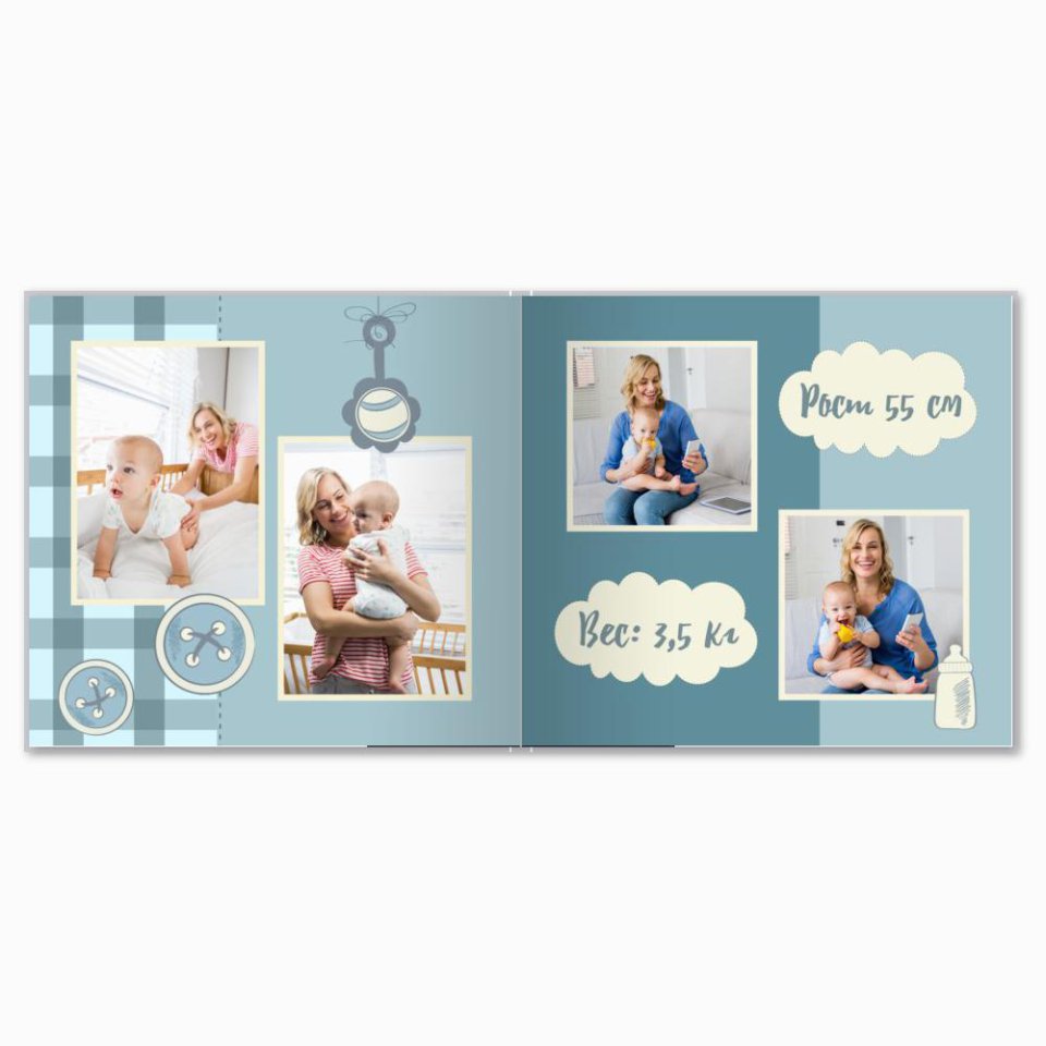 Печать принтбука 21х21 на мелованной бумаге в твёрдой обложке с загрузкой изображений