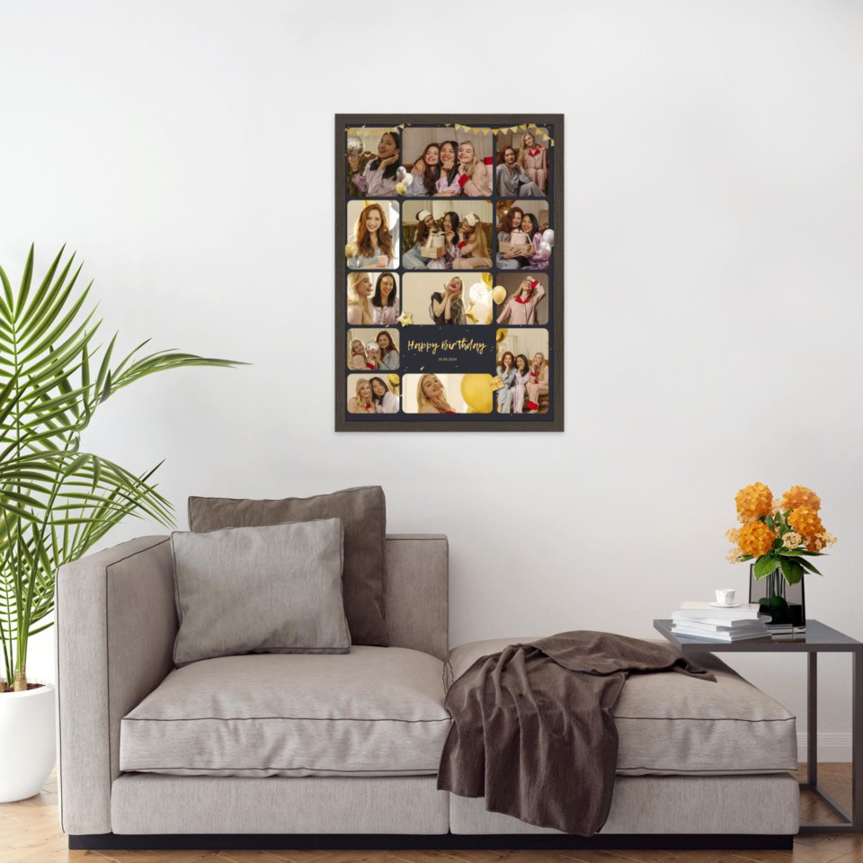 Печать вертикального коллажа 42х60 в рамке цвета венге