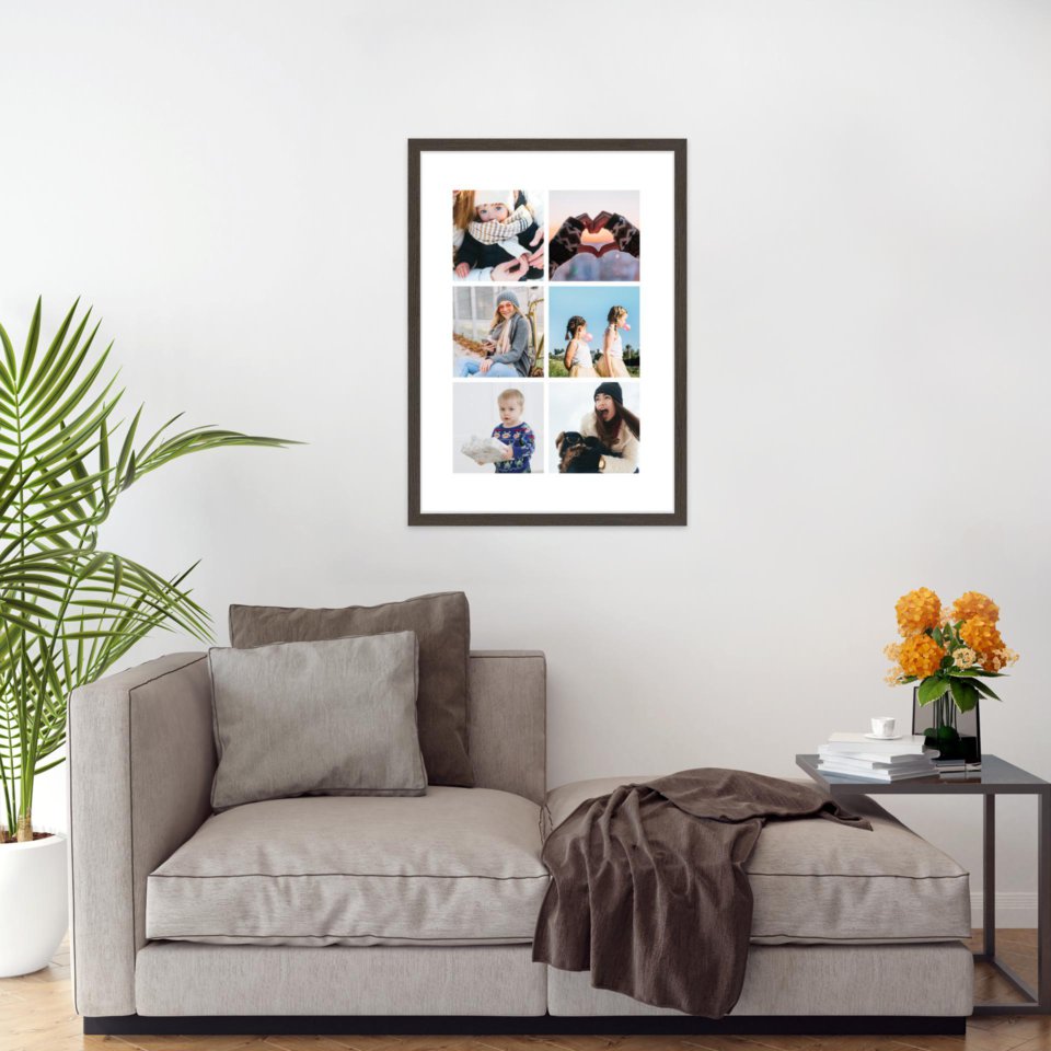 Печать вертикального коллажа 42х60 в рамке цвета венге