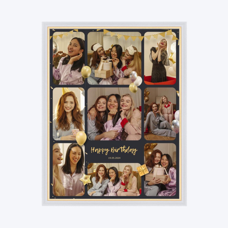 Печать вертикального коллажа в белой рамке 30х40 с загрузкой фотографий