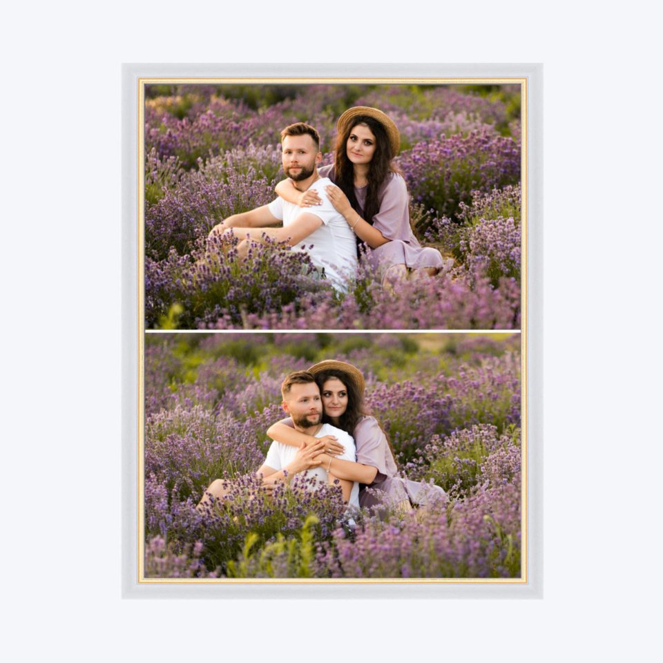 Печать вертикального коллажа в белой рамке 30х40 с загрузкой фотографий