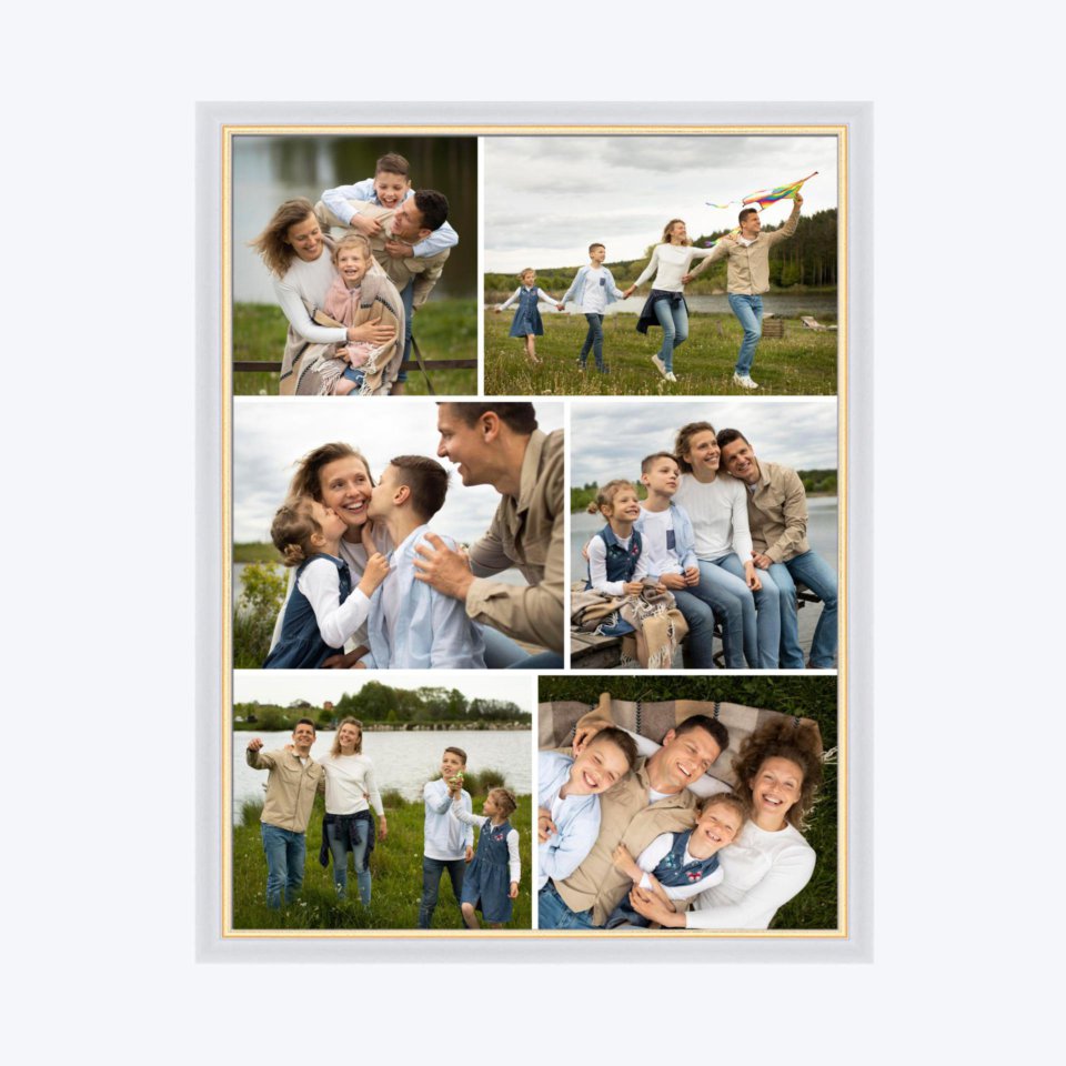 Печать вертикального коллажа в белой рамке 30х40 с загрузкой фотографий