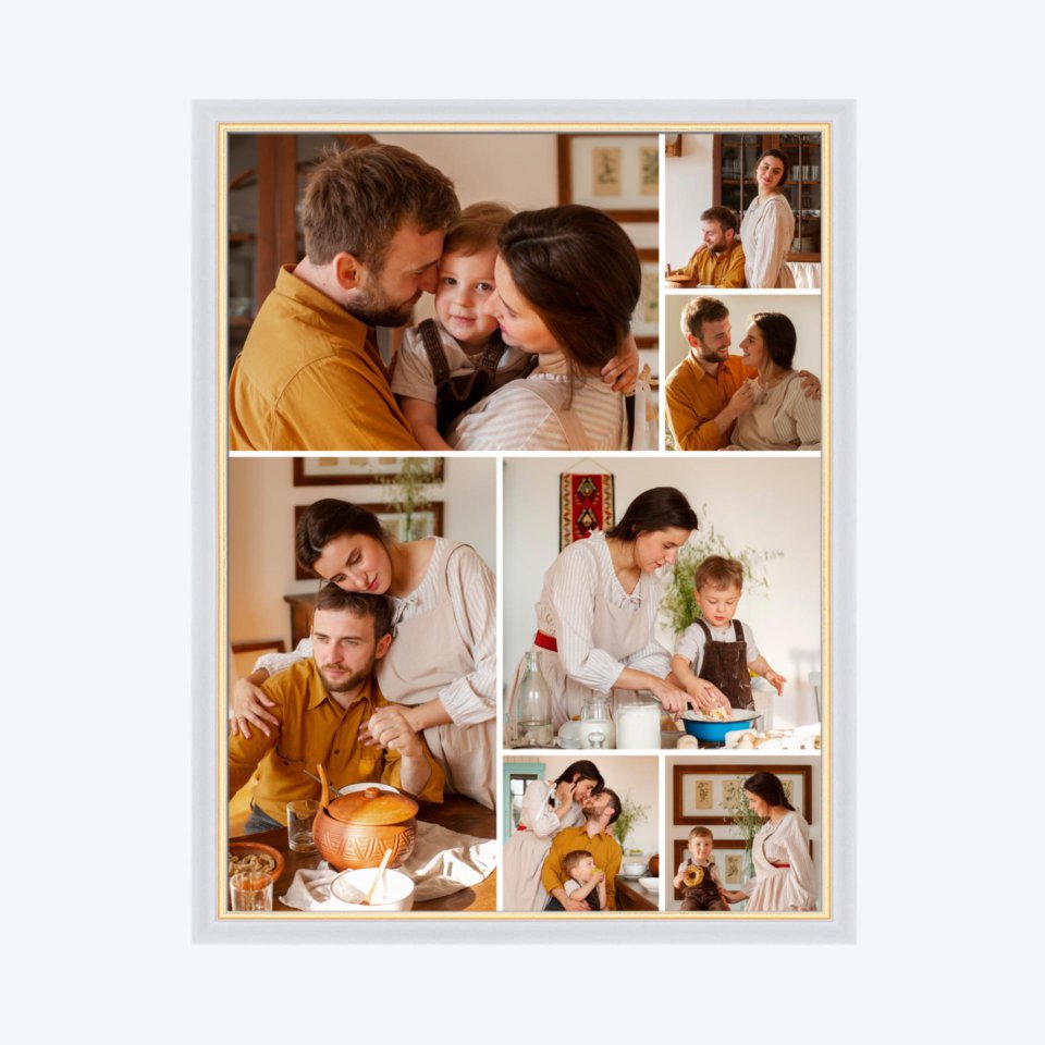 Печать вертикального коллажа в белой рамке 30х40 с загрузкой фотографий
