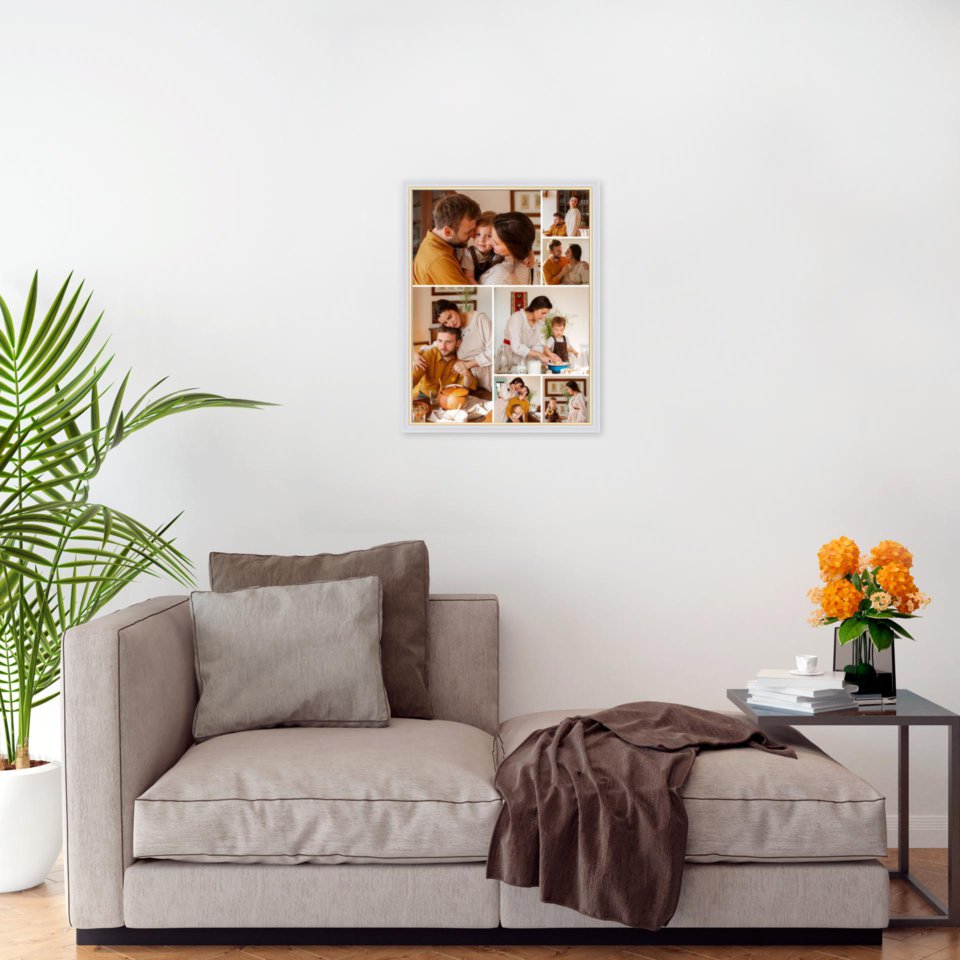 Печать вертикального коллажа в белой рамке 30х40 с загрузкой фотографий