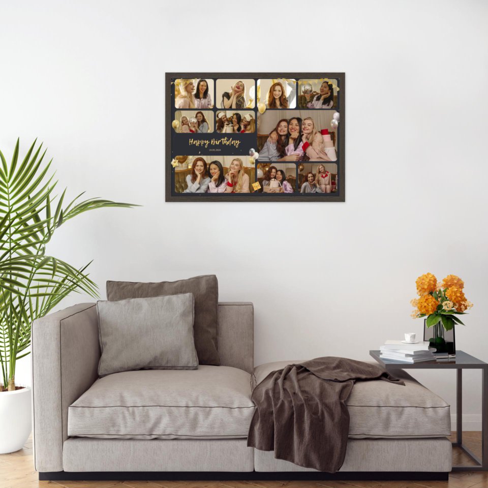 Печать горизонтального коллажа 60х42 в рамке цвета венге