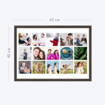 Печать горизонтального коллажа 60х42 в рамке цвета венге