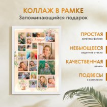 Печать вертикального коллажа 42х60 в белой рамке
