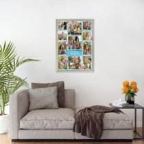 Печать вертикального коллажа 42х60 в бежево-золотистой рамке