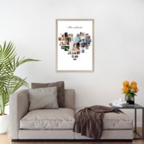 Печать вертикального коллажа 42х60 в бежево-золотистой рамке