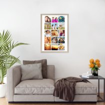 Печать вертикального коллажа 42х60 в бежево-золотистой рамке