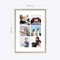 Печать вертикального коллажа 42х60 в бежево-золотистой рамке
