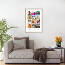 Печать вертикального коллажа 42х60 в бежево-золотистой рамке