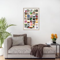 Печать вертикального коллажа 42х60 в бежево-золотистой рамке