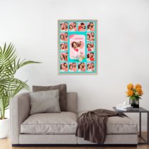 Печать вертикального коллажа 42х60 в бежево-золотистой рамке