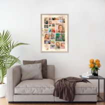 Печать вертикального коллажа 42х60 в бежево-золотистой рамке