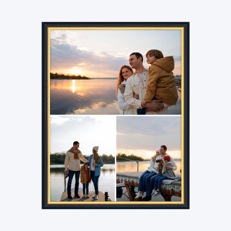 Печать вертикального коллажа в чёрной рамке 30х40 с загрузкой фотографий