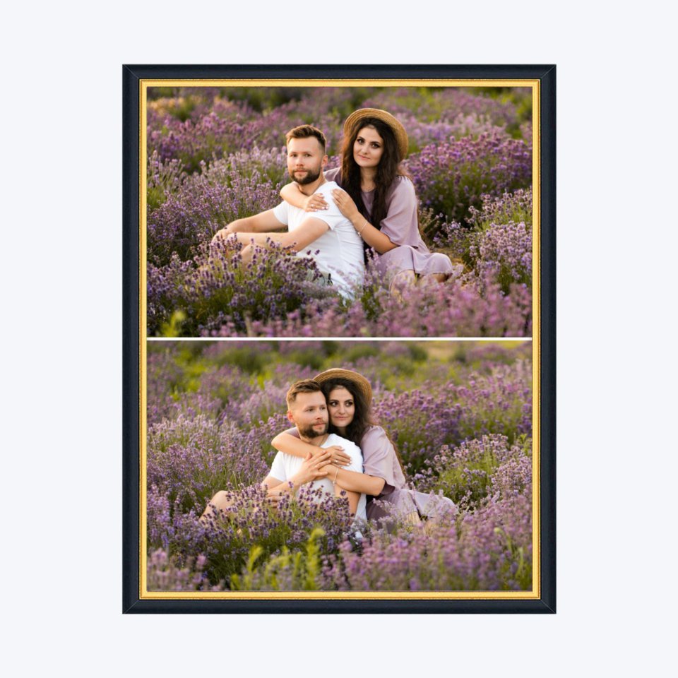 Печать вертикального коллажа в чёрной рамке 30х40 с загрузкой фотографий