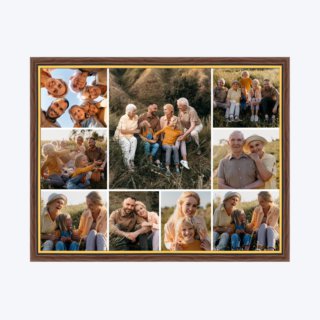 Печать горизонтального коллажа в коричневой рамке 40х30 с загрузкой фотографий
